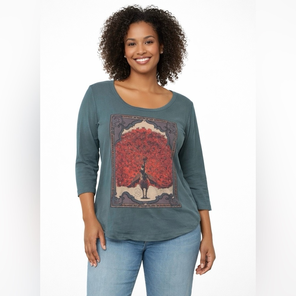 🦚Lucky Brand Peacock Blue Top
